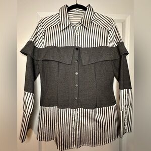 New York & Company long sleeve button front stretch shirt size large